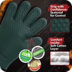 Kitchen perfection XL Silicone Smoker Oven Gloves-Extreme Heat Resistant BBQ Gloves-Handle Hot Food Right on Your Grill Fryer&Pit|Waterproof Grilling Cooking Baking Mitts|Superior Value Set+3 Bonuses