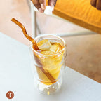 Glass Cloud cups 12 oz Double Wall Insulated Glass Cups - heat-resistant borosilicate glass -perfect for iced teas, lattes, and all your favorite sips (Amber)