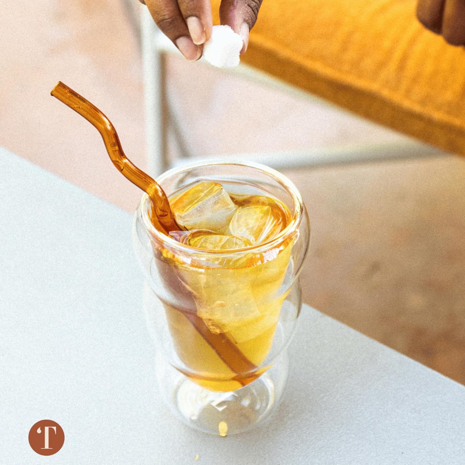 Glass Cloud cups 12 oz Double Wall Insulated Glass Cups - heat-resistant borosilicate glass -perfect for iced teas, lattes, and all your favorite sips (Amber)