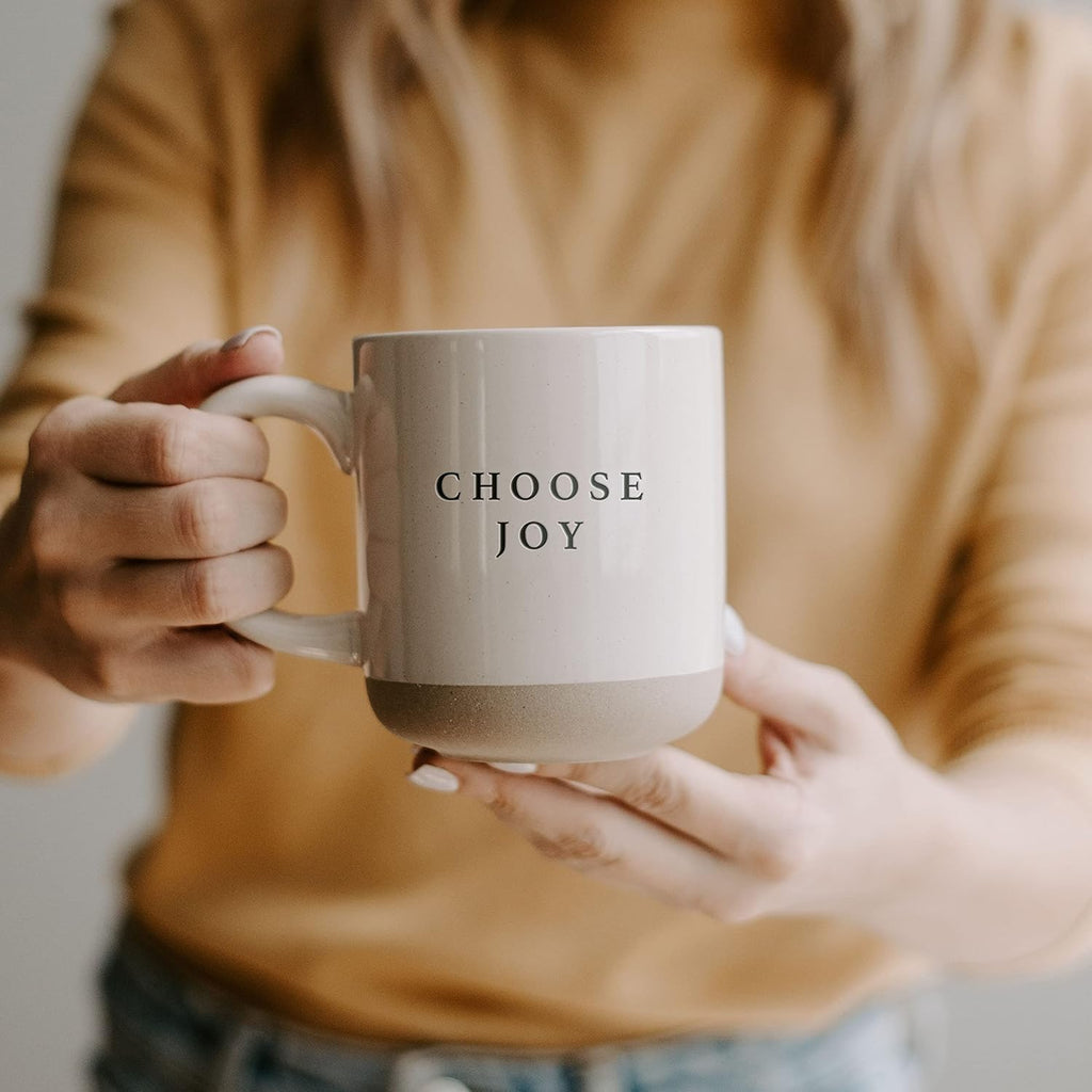Sweet Water Decor Choose Joy Stoneware Coffee Mugs | Novelty Coffee Mugs | Microwave & Dishwasher Safe | 14oz Coffee Cup | Inspirational Gifts | Gifts for Her