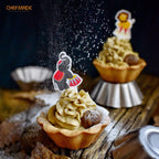 CHEFMADE Mini Pudding Pan Set, 3-Inch 4Pcs Non-Stick Egg Tart Mold Flower-shaped Pie Bread and Cake Pan Bakeware for Oven and Instant Pot Baking (Champagne Gold)