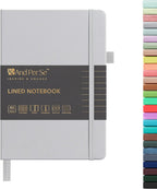 &And Per Se Lined Journal Notebook, 160 Pages, A5 5.7 x 8 inches College Ruled Thick Paper Notebook Journals for Writing, Hardcover Notebooks for Women Men Office School (1 Pack, Grey)
