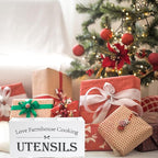 Kitchen Utensil Holder,Farmhouse Wooden Utensil Holder For Kitchen Counter,Large Cooking Spatula Organizer,Big Storage With 3 Compartments Flatware Spoon Tool Cutlery(White)