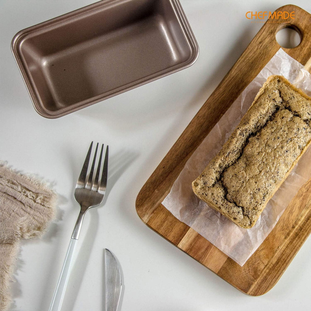 CHEFMADE Mini Loaf Pan Set, 5.5-Inch 4Pcs Non-Stick Rectangle Bread and Cake Bakeware for Oven and Instant Pot Baking (Champagne Gold)