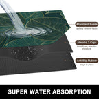 Rnivvi Dish Drying Mat for Kitchen Counter, 16 x 18" Boho Theme Absorbent Heat Resistant Drying Pad with Non-slip Rubber, Coffee Bar Mats for Dish Rack Kitchen Decor Accessories, Tropical Palm