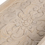 Kate and Laurel Adhira Carved Decorative Rectangle Tray, 24 x 10, Natural Wood, Traditional Display Tray with Handles and Hand Carved Wooden Pattern