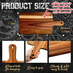 Nuenen 50 Pcs Wood Cutting Board with Handle 15.7 x 7.8 Inch Acacia Bamboo Wooden Serving Kitchen Chopping Boards for Pizza, Bread, Cheese, Charcuterie, Fruit, Vegetables (Acacia)