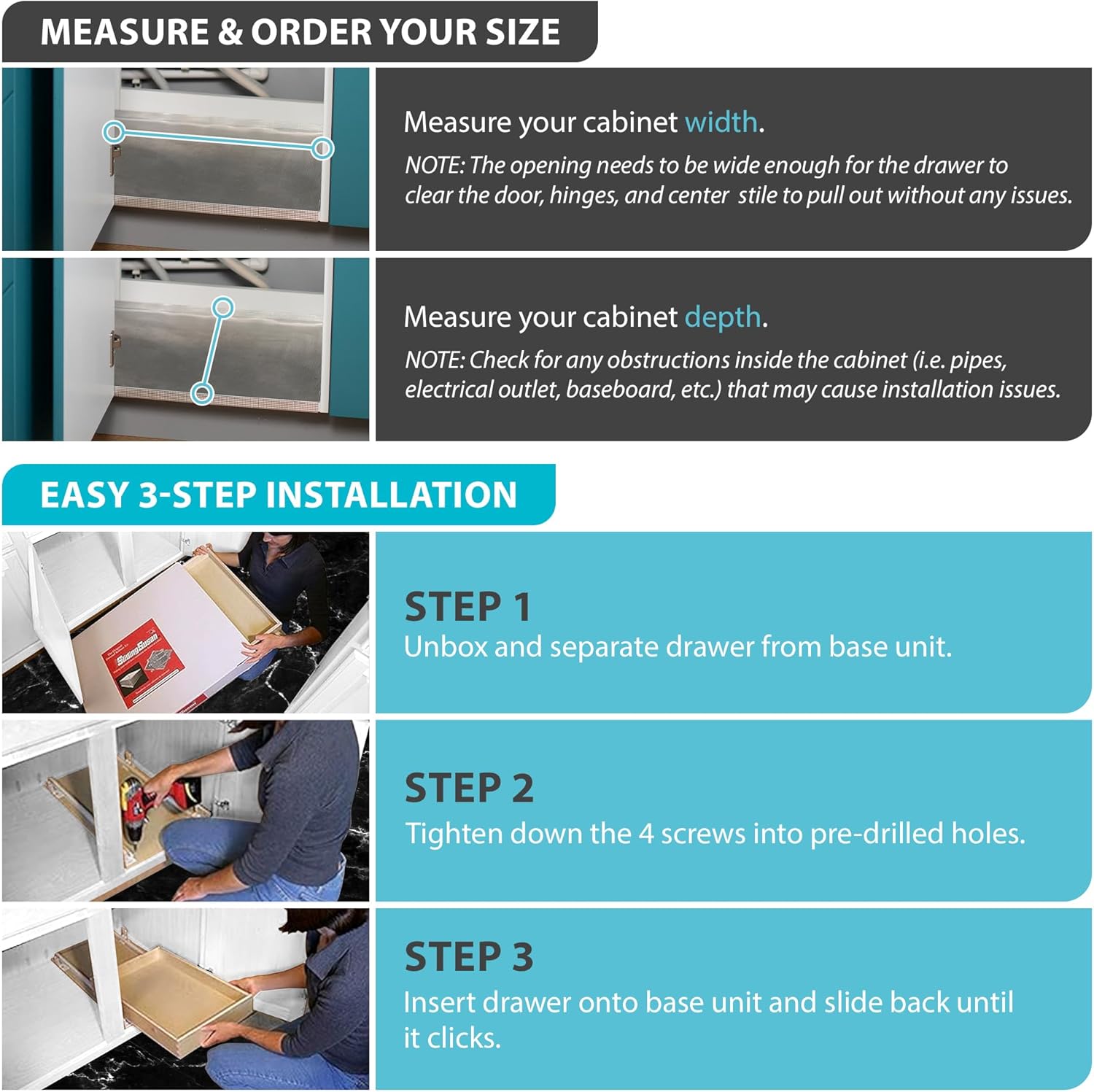 SlidingSusan Pull Out Drawer Organizer for Cabinets, Gliding Soft Close Shelves for Kitchen, Pantry, Bathroom, & Storage Organization, 9 Ply Baltic Birch, 18 Inch Wide x 18 Inch Deep