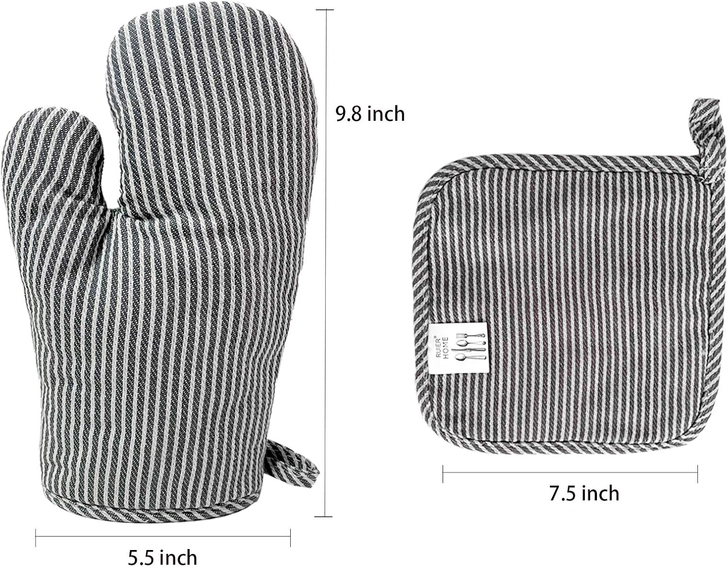 4Pcs Oven Mitts and Pot Holders, Heat Resistant Oven Mitts Set with Pothholder,Heat Resistant Microwave Gloves Safe for Baking,Cooking, BBQ