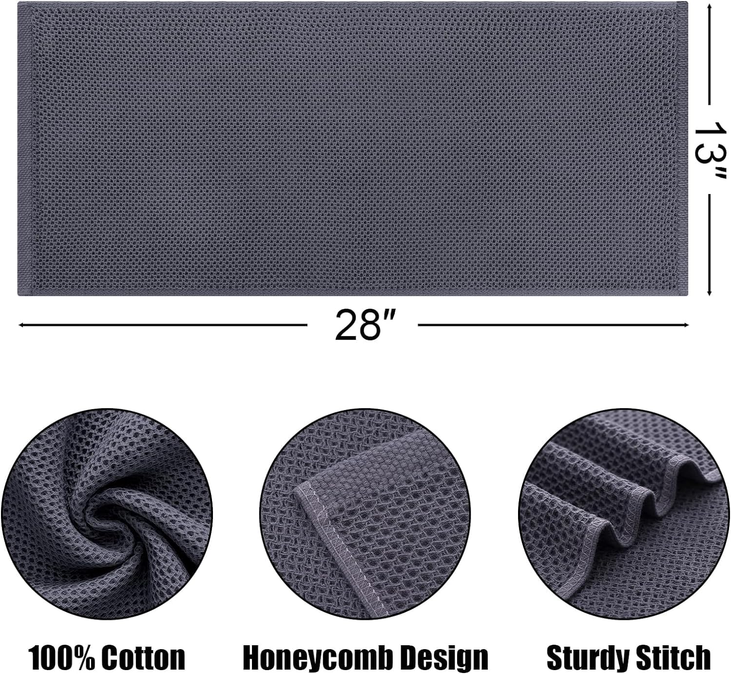 Kitinjoy 100% Cotton Waffle Weave Kitchen Towels, 12-Pack Super Soft and Absorbent Kitchen Dish Towels for Drying Dishes, Kitchen Hand Towels, 13 in x 28 in, Mixed Color