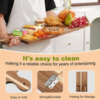 Large Acacia Charcuterie Board Wood Charcuterie Boards with Handles Foldable Travel Wooden Serving Cheese Boards for Party Food Appetizers Housewarming Gift Meat Party (23.6 x 8.7inch)