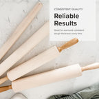 Frieling Crafted in the USA Maple Rolling Pin with Handles - Classic Rolling Pin for Baking - 2.4 x 12-Inch Barrel - Dough Roller