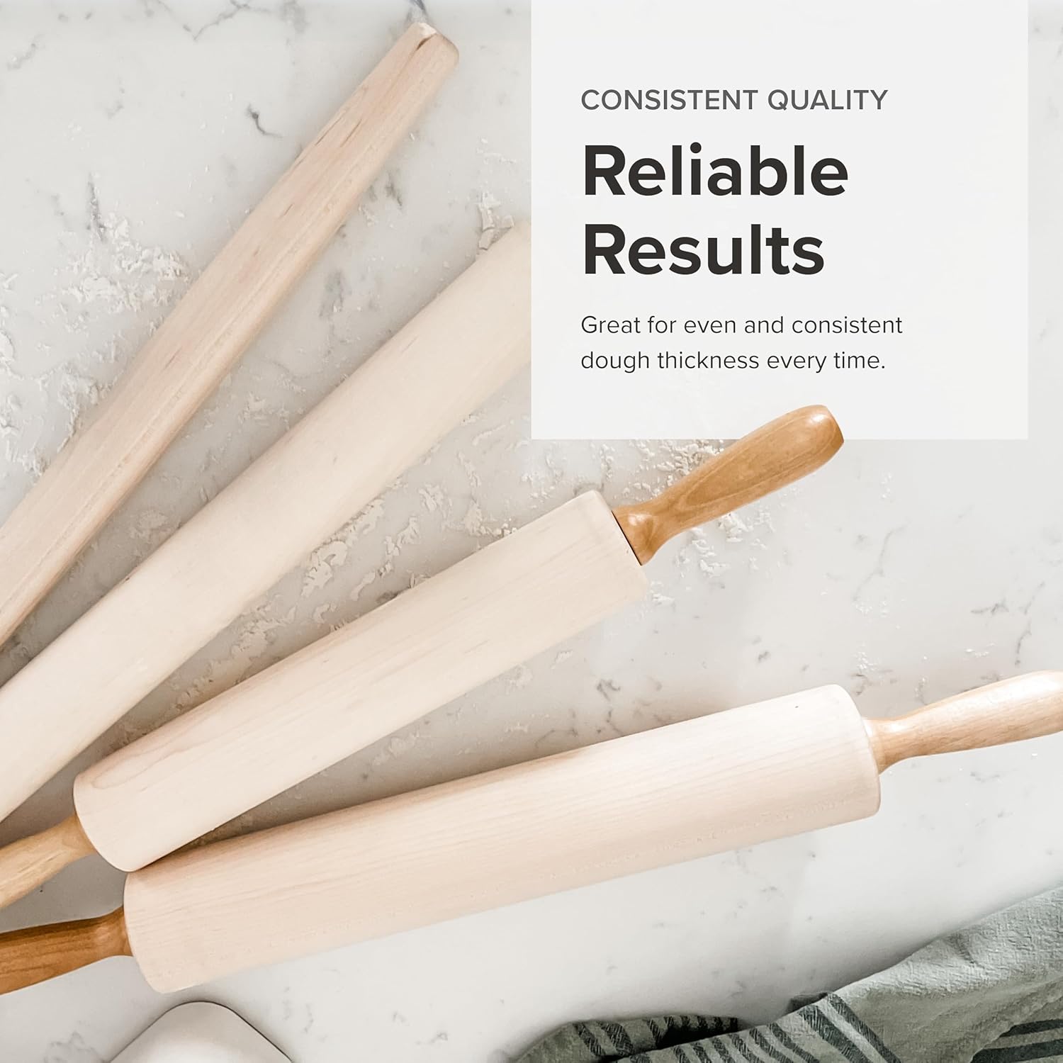 Frieling Crafted in the USA Maple Rolling Pin with Handles - Classic Rolling Pin for Baking - 2.4 x 12-Inch Barrel - Dough Roller