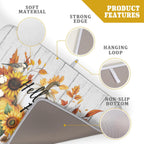 Hello Fall Sunflowers Dish Drying Mat for Kitchen Counter,Autumn Pumpkin Maple Leaves Drying Mat 18 x 24 Inch with High Absorbent Microfiber Dish Drying Drainer Mat for Coffee Bar