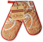 Maison d' Hermine Double Oven Mitts 100% Cotton 7"x35" Double Oven Mitt Heat Resistant BBQ Cooking Gloves with Loop, Baking, Grilling, Home, Kitchen, Handling Hot Pans (Kashmir Paisley)