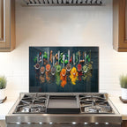 DAIFURONGE Spice Tempered Glass Backsplash For Kitchen Behind Stove,Stove Backsplash Top Cover,Easy to Clean Glass Splashback, Sink Cover Splash Guard,Home Kitchen Wall Decor (23.62"x15.75"(60x40cm))