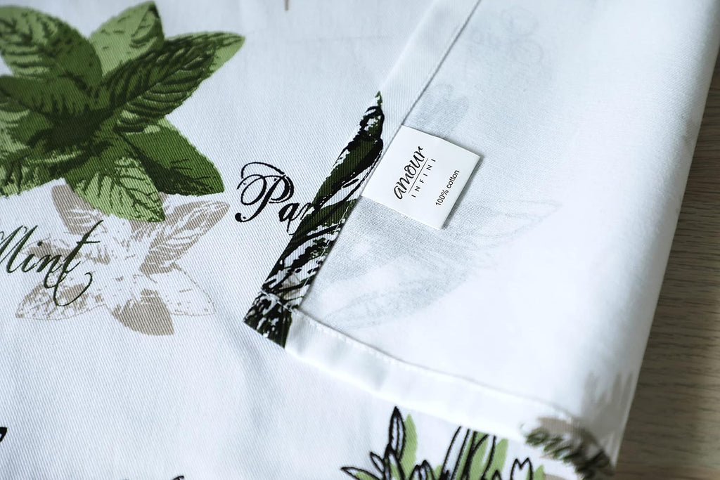 AMOUR INFINI Aprons for Women Adjustable Strap with Waist Ties Aprons for Baking, Cooking, Gardening Cotton Washable, Reusable Spring Apron (27.5 x 33 Inches - Herb Garden)