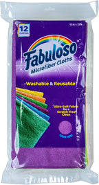 Fabuloso Microfiber Cleaning Cloths, Rainbow - Lint-Free, Scratch-Free Cleaning Cloths for Surfaces and Wood Furniture - Dustless Cloth for Bold and Bright Cleaning Experience, 12 Count