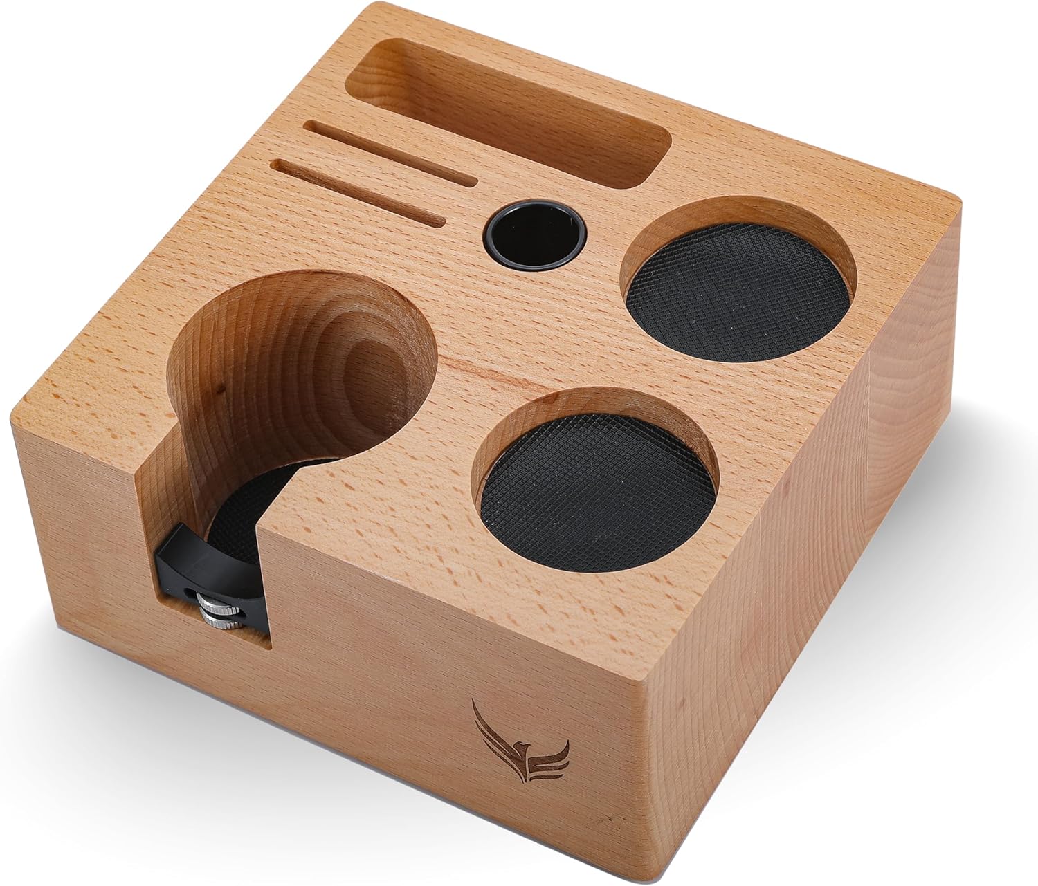 58mm Espresso Bar Accessories Kit – Maple Handle Calibrated Tamper, Espresso Leveler, Beech Wood Tamping Station, and Dosing Funnel with Puck Screen