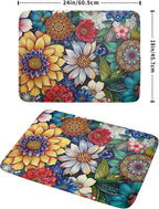 Boho Floral Dish Drying Mat for Kitchen Counter 18x24 Inch Super Absorbent Microfiber Kitchen Drying Mat Bohemian Flower Dish Drainer Rack Mat Reusable Washable Dish Drying Pad for Kitchen Coffee Bar