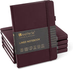 &And Per Se Lined Journal Notebook (5 Packs), 160 Pages, A5 5.7 x 8 inches College Ruled Thick Paper Notebook Journals for Writing, Hardcover Notebooks for Women Men Office School (Dark Red)