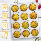 E-far Muffin Pan 12-Cup, Stainless Steel Cupcake Pan Metal Muffin Baking Tins for Oven, Regular Size & Easy Clean, Non-toxic & Dishwasher Safe