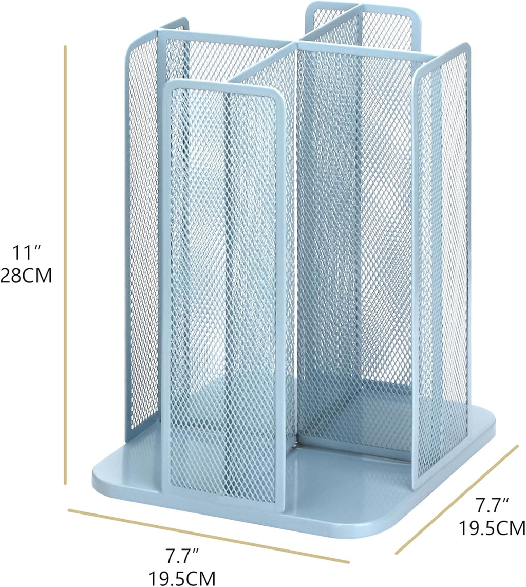 Annova Paper/Plastic Cup and Lid Holder Plastic Storage Organizer, 360°Rotating Coffee Mup Dispenser with 4 Compartments, Multifunctional Storage Rack for Home, Office, Bar, Coffee Shop (New Blue)