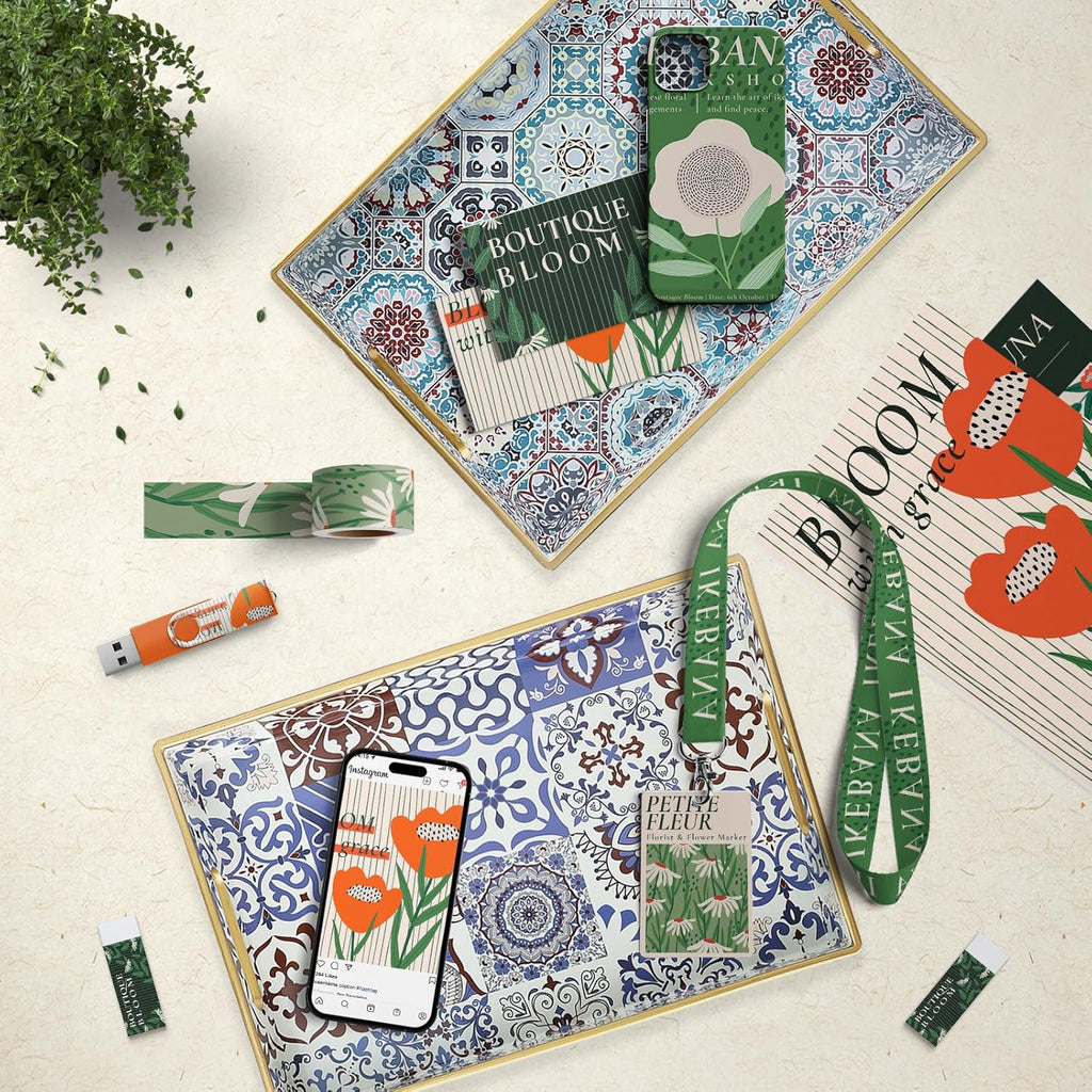 Spsyrine Bathroom Vanity Tray with Handles for Dresser Tops, Countertop, Perfume Decorative Tray, 11.8” * 7.87” *1.37” C1