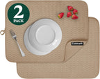 Cuisinart Dish Drying Mats for Kitchen Counter - (2) 18" x 24" Ultra Absorbent Dish Drying Mat XL - Foldable, Machine Washable, Fast Drying Dish Mat (Geostripe)