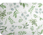 Summer Sage Green Leaves Dish Drying Mat Spring Eucalyptus Leaf Kitchen Dish Drying Pad Absorbent Dish Dryer Mat for Kitchen Countertops Microfiber Dishes Drainer Pad Dish Drying Rack Mat (18x24 in)