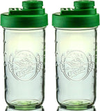 Brewing America Mason Jar Drinking Cup Pint and Half Drinking Lid and Azure 24oz Jar (2, Tractor Green)