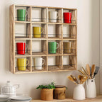 Montex Coffee Mug Holder, Mug Rack Wall Mounted, 3 Tier Coffee Mug Shelf, Rustic Coffee Mug Display Rack for Kitchen, Home, Coffee Bar(16 Grids)