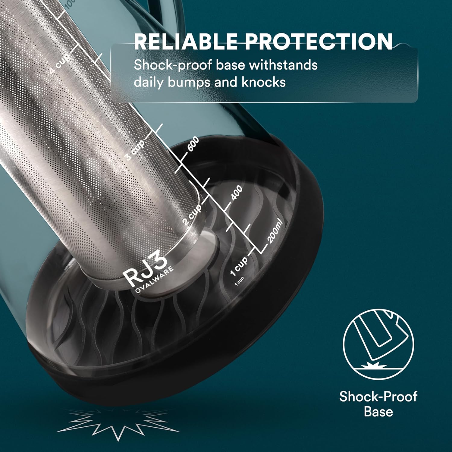 OVALWARE Airtight Cold Brew Iced Coffee Maker Pitcher (& Iced Tea Maker) with Spout – 1.5L/ 51oz Brewing Glass Carafe with Removable Stainless Steel Filter