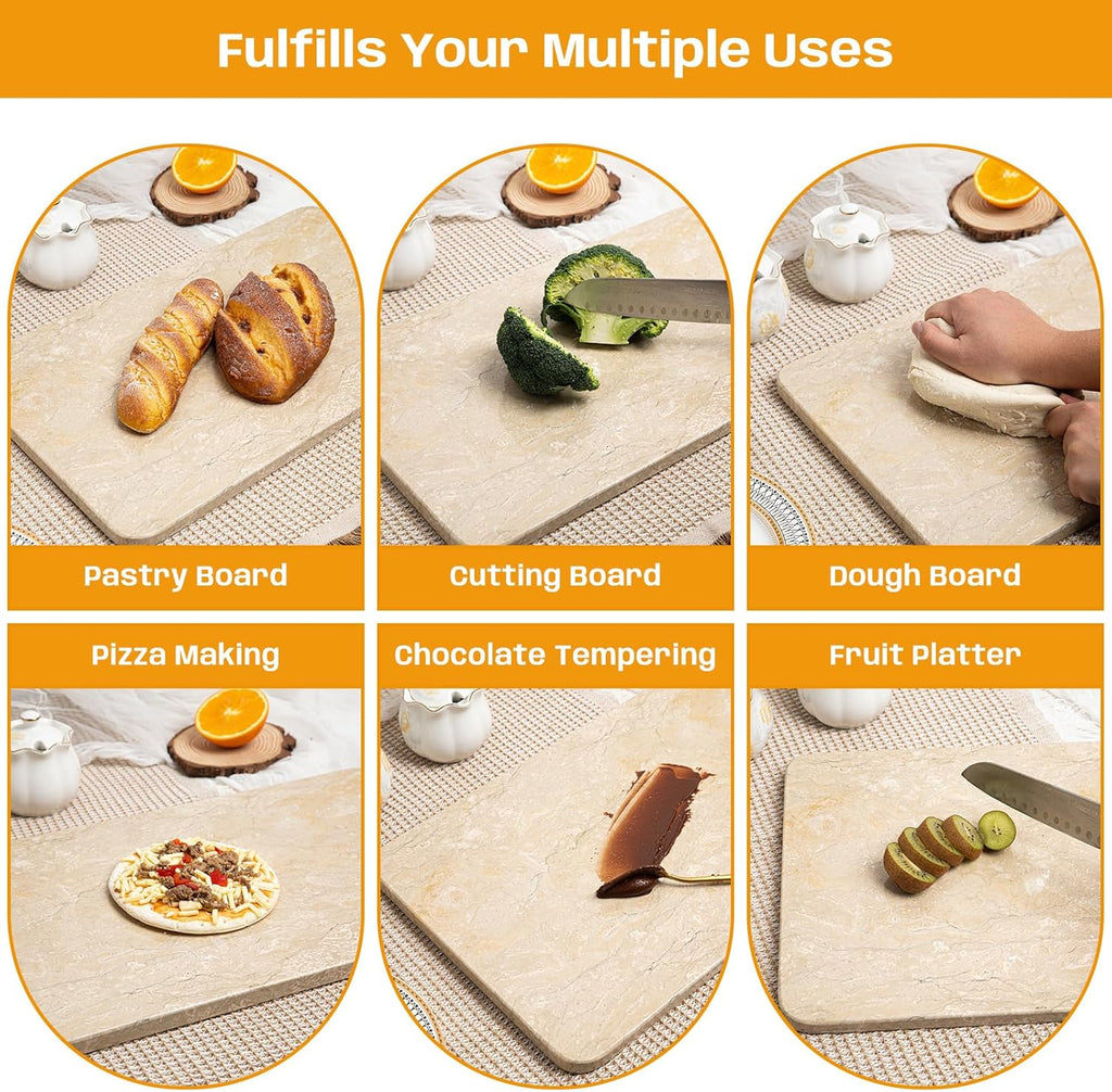 Marble Cutting Board, 12x20 Inch Marble Pastry Board With Non-Slip Feet For Cheese, Charcuterie, Dough, Chocolate, Dessert, Pack Of 1 Piece