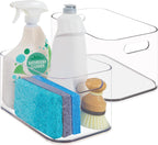 STORi Bliss 10" x 6" Open Clear Pantry Organizer Bin, Set of 2, Plastic Containers with Handle for Kitchen, Fridge, Cabinet, Closet, Bathrom, Undersink Storage Made in USA