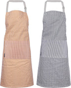 AMOUR INFINI Cotton Aprons for Women with Pockets Adjustable Strap and Waist Ties Washable Printed Aprons for Baking, Cooking, Gardening (Pack of 2- Charcoal & Yellow)