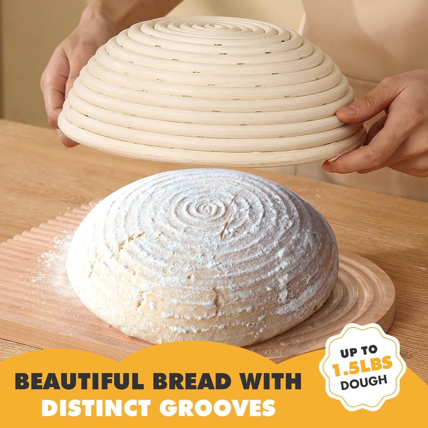 Banneton Bread Proofing Basket,9 Inch Round Banneton Basket, Sourdough Bread Baking Supplies with Cloth Liners for Making Beautiful Bread