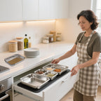 3-Piece Stainless Steel Breading Set – Interlocking Coating Trays for Chicken, Fish, Meat | Non-Slip, Dishwasher Safe, Oven Safe | Stackable Space-Saving Design for Flour, Egg, Breadcrumbs