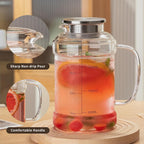 Glass Pitcher with Lid, 2 PACK 74 oz/2.2L Water Pitcher, Clear Borosilicate Glass Water Carafe for Cold Brew, Coffee, Lemonade, Iced SunTea,Beverage, Heat Resistant Water Glass Jug