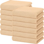 Homaxy 100% Cotton Waffle Weave Kitchen Dish Towels, Ultra Soft Absorbent Quick Drying Cleaning Towel, 13 x 28 Inches, 12-Pack, Apricot