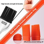 Basting Brush - Grilling BBQ Baking, Pastry and Oil Stainless Steel Brushes with Back up Silicone Brush Heads(Orange) for Kitchen Cooking & Marinating, Dishwasher
