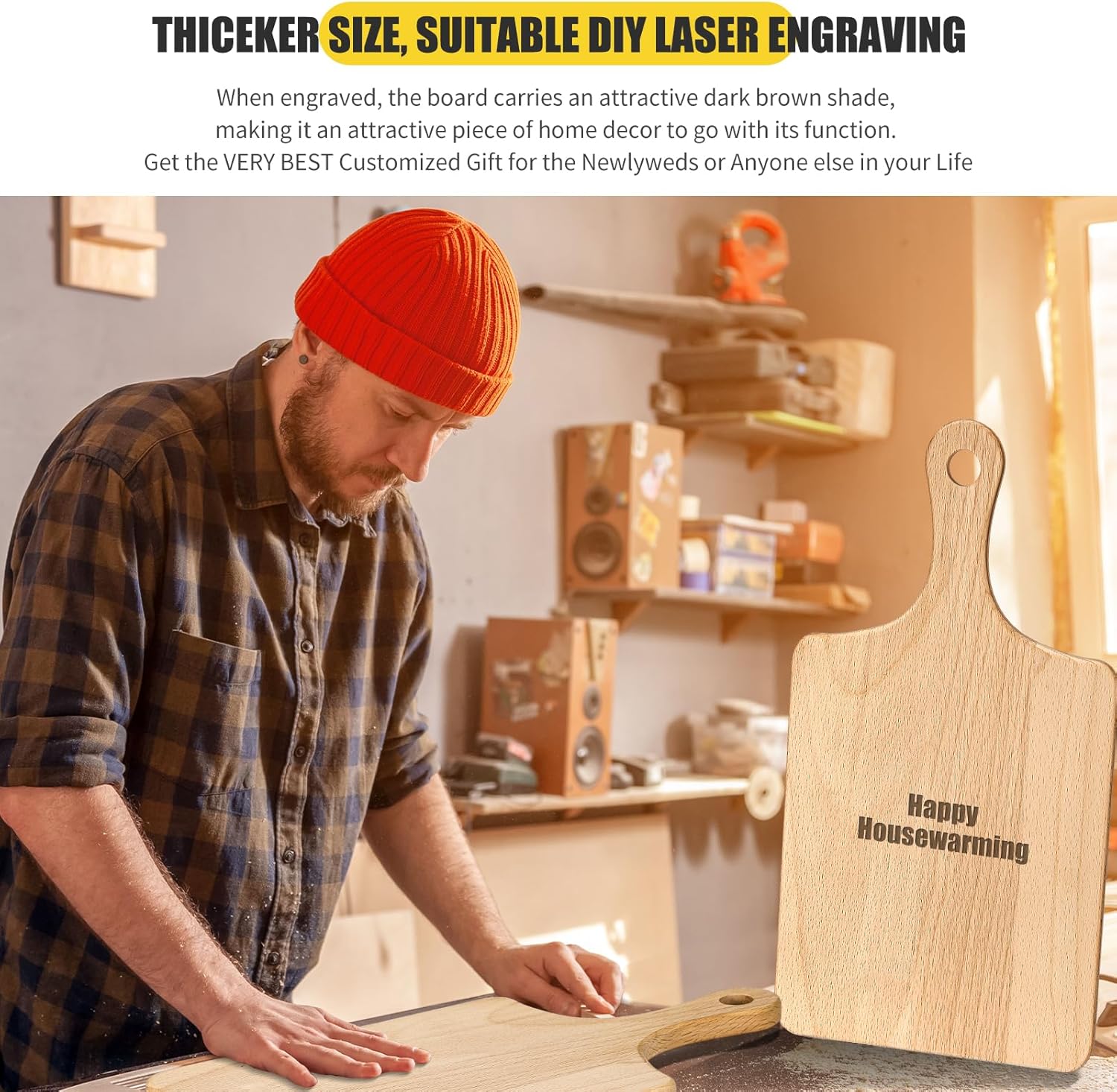 Lounsweer 6 Pcs Thicken Cutting Board Bulk Wood Board for Chopping Serving Charcuterie Material for Laser Engraving Mother' Day Wedding Housewarming Gift