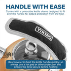 Viking 3-Ply Stainless Steel Tea Kettle, 2.6 Quart Stovetop Hot Water Pot with Tempered Glass Lid, Ergonomic Handle, Induction Ready, Rose Gold