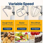 VIVOHOME 9 in 1 Multifunctional Stand Mixer with Fermentation, 6 Speed 7.5 Quart Kitchen Electric Food Mixer with Timer, Meat Grinder, Juice Blender, Vegetable Slicer, Pasta and Cookie Maker, Silver