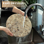 Koville 11 Inch Round Marble Cutting Board for Kitchen Countertop, Golden Brown Marble Cutting Boards Pastry Board for Kitchen Decor, Stone Cutting Cheese Board Charcuterie Boards