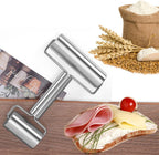 Pastry Pizza Roller, Smooth Non Stick Stainless Steel Rolling Pin Time-Saver Pizza Dough Roller for Home Kitchen Baking Cooking, H Shape Rolling Pins