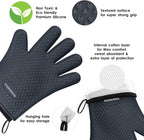 KITCHEN PERFECTION Silicone Smoker Oven Gloves -Extreme Heat Resistant BBQ Gloves -Handle Hot Food Right on Your Smoker Grill Fryer Pit|Waterproof Oven Mitts Grill Gloves |Superior Value Set+3 Bonuses
