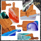 Nuenen 10 Pcs Wood Cutting Board with Handle 15.7 x 7.8 Inch Acacia Bamboo Wooden Serving Kitchen Chopping Boards for Pizza, Bread, Cheese, Charcuterie, Fruit, Vegetables (Carbonized Bamboo)