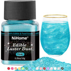 NiHome Edible Food-Grade Glitter Powder Glimmer Luster Dust Metallic Fancy Food Decorating Sprinkle Glimmery Dust for Drink Wine Beverage Cake Bakery Vegan Allergen-Free (Teal, 0.35oz/10g)