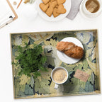 Spsyrine Serving Tray with Handles, Plastic Decorative Tray for Coffee Table, Living Room, Home Decor, Acanthus